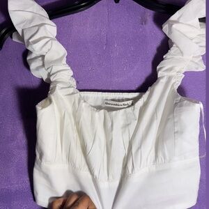 Abercrombie & Fitch White Ruched Blouse